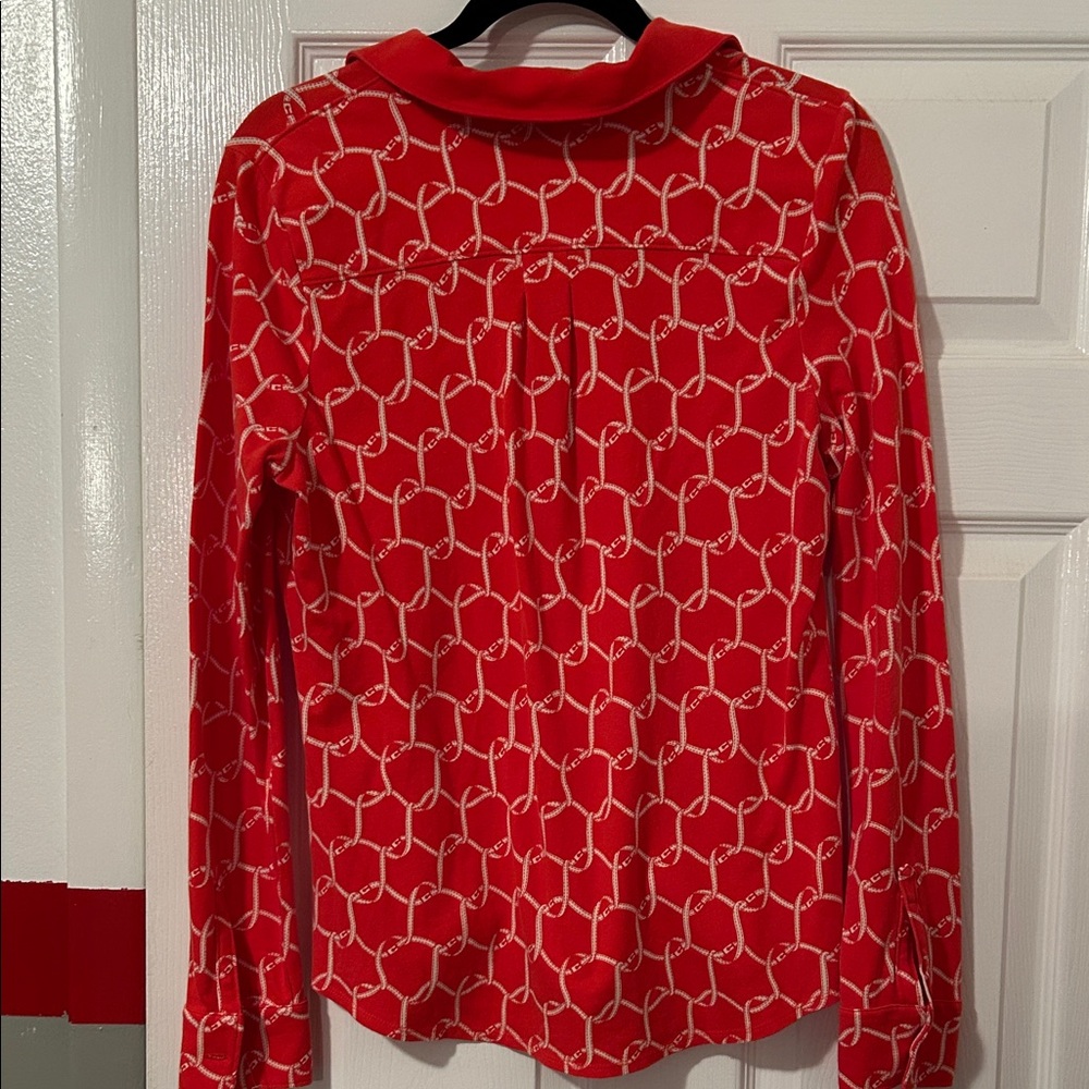 Talbots Red Rope-Link Print Long Sleeve Button-Down Shirt - Picture 8 of 9